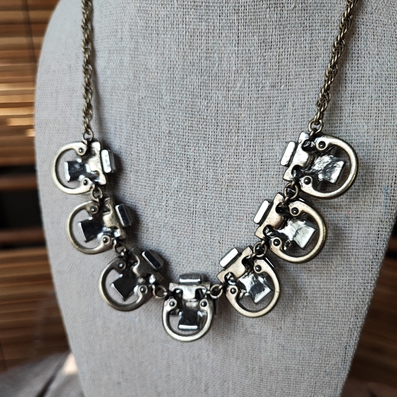 Banana Republic Baguette Silver and Gold Clear Rhinestone Square Round Stones - Picture 3 of 11